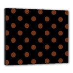 Polka Dots - Auburn Brown on Black Canvas 24  x 20  (Stretched)