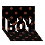 Polka Dots - Auburn Brown on Black BOY 3D Greeting Card (7x5)