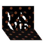 Polka Dots - Auburn Brown on Black LOVE 3D Greeting Card (7x5)
