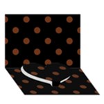 Polka Dots - Auburn Brown on Black Heart Bottom 3D Greeting Card (7x5)