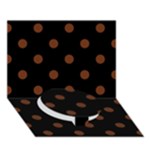 Polka Dots - Auburn Brown on Black Circle Bottom 3D Greeting Card (7x5)