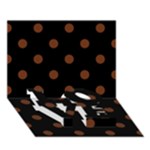 Polka Dots - Auburn Brown on Black LOVE Bottom 3D Greeting Card (7x5)