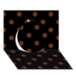 Polka Dots - Auburn Brown on Black Circle 3D Greeting Card (7x5)