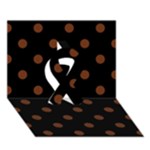 Polka Dots - Auburn Brown on Black Ribbon 3D Greeting Card (7x5)