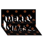 Polka Dots - Auburn Brown on Black Merry Xmas 3D Greeting Card (8x4)