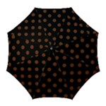 Polka Dots - Auburn Brown on Black Golf Umbrella