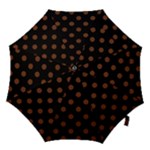 Polka Dots - Auburn Brown on Black Hook Handle Umbrella (Large)
