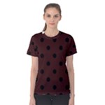 Polka Dots - Black on Dark Sienna Brown Women s Cotton Tee