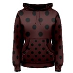 Polka Dots - Black on Dark Sienna Brown Women s Pullover Hoodie