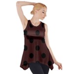 Polka Dots - Black on Dark Sienna Brown Side Drop Tank Tunic