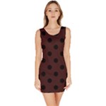 Polka Dots - Black on Dark Sienna Brown Bodycon Dress
