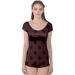 Polka Dots - Black on Dark Sienna Brown Boyleg Leotard (Ladies)