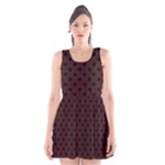 Polka Dots - Black on Dark Sienna Brown Scoop Neck Skater Dress