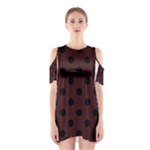 Polka Dots - Black on Dark Sienna Brown Women s Cutout Shoulder Dress