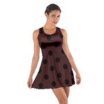 Polka Dots - Black on Dark Sienna Brown Cotton Racerback Dress