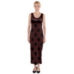 Polka Dots - Black on Dark Sienna Brown Fitted Maxi Dress