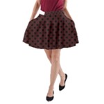 Polka Dots - Black on Dark Sienna Brown A-Line Pocket Skirt