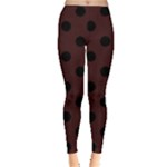 Polka Dots - Black on Dark Sienna Brown Women s Leggings