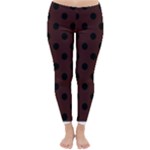 Polka Dots - Black on Dark Sienna Brown Winter Leggings