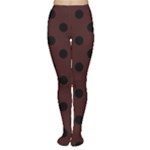 Polka Dots - Black on Dark Sienna Brown Women s Tights