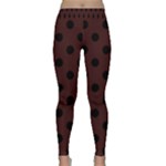 Polka Dots - Black on Dark Sienna Brown Yoga Leggings