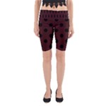 Polka Dots - Black on Dark Sienna Brown Yoga Cropped Leggings