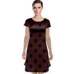 Polka Dots - Black on Dark Sienna Brown Cap Sleeve Nightdress