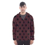 Polka Dots - Black on Dark Sienna Brown Hooded Wind Breaker (Men)
