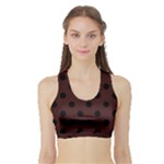 Polka Dots - Black on Dark Sienna Brown Women s Sports Bra with Border