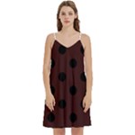 Polka Dots - Black on Dark Sienna Brown Women s Reversible Sports Bra with Border