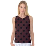 Polka Dots - Black on Dark Sienna Brown Women s Basketball Tank Top