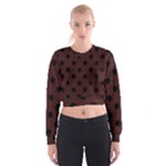 Polka Dots - Black on Dark Sienna Brown Women s Cropped Sweatshirt