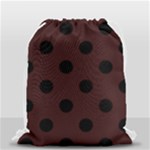 Polka Dots - Black on Dark Sienna Brown Drawstring Bag (Small)