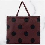 Polka Dots - Black on Dark Sienna Brown Zipper Large Tote Bag