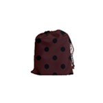 Polka Dots - Black on Dark Sienna Brown Drawstring Pouch (XS)