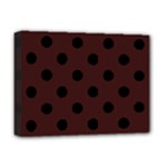 Polka Dots - Black on Dark Sienna Brown Deluxe Canvas 16  x 12  (Stretched)