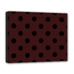 Polka Dots - Black on Dark Sienna Brown Deluxe Canvas 20  x 16  (Stretched)