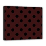 Polka Dots - Black on Dark Sienna Brown Deluxe Canvas 24  x 20  (Stretched)