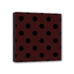 Polka Dots - Black on Dark Sienna Brown Mini Canvas 4  x 4  (Stretched)