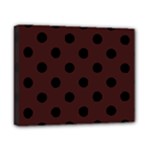 Polka Dots - Black on Dark Sienna Brown Canvas 10  x 8  (Stretched)