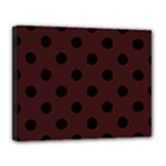 Polka Dots - Black on Dark Sienna Brown Canvas 14  x 11  (Stretched)