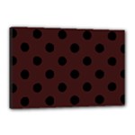 Polka Dots - Black on Dark Sienna Brown Canvas 18  x 12  (Stretched)