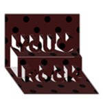 Polka Dots - Black on Dark Sienna Brown You Rock 3D Greeting Card (7x5)
