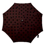 Polka Dots - Black on Dark Sienna Brown Hook Handle Umbrella (Large)