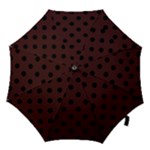 Polka Dots - Black on Dark Sienna Brown Hook Handle Umbrella (Small)