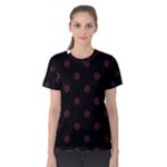 Polka Dots - Dark Sienna Brown on Black Women s Cotton Tee