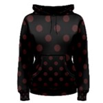 Polka Dots - Dark Sienna Brown on Black Women s Pullover Hoodie