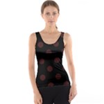 Polka Dots - Dark Sienna Brown on Black Tank Top