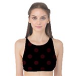 Polka Dots - Dark Sienna Brown on Black Tank Bikini Top