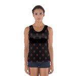 Polka Dots - Dark Sienna Brown on Black Women s Sport Tank Top